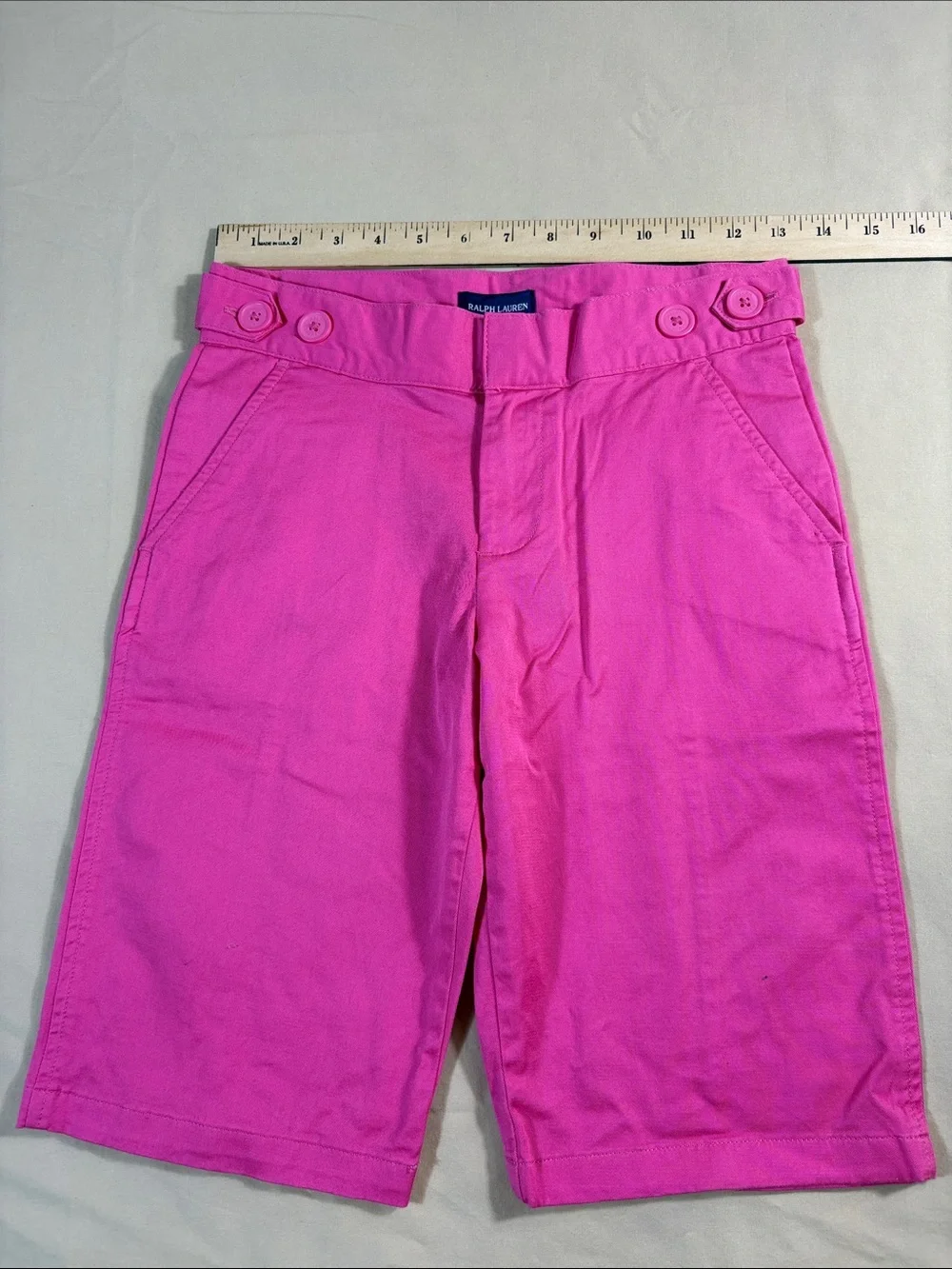 NWT Polo Ralph Lauren Hot Pink Stretch Bermuda Shorts Andover Pink Sz 14 Cotton